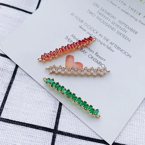 Colgantes de Barra Larga de Cobre con Diamantes de Imitación Conector de Joyería Incrustado Rectangular para Pendientes Oro