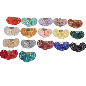 Set of 17 colorful fan-shaped lace flower charms with gold metal clips for DIY jewelry