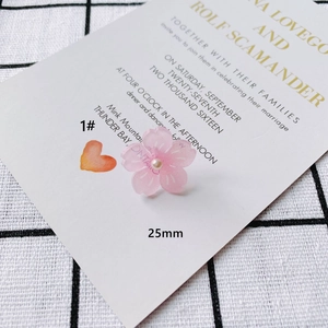 Detail of 25mm pink translucent cherry blossom acrylic pendant with small center pearl