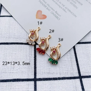 Peacock shaped alloy jewelry charms with crystals in white red and green colors