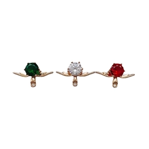 Set aus drei Strassanhängern in Grün Weiß und Rot mit goldener Basis für DIY-Schmuck