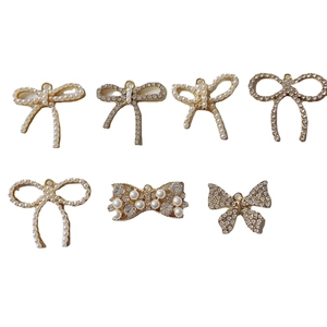 Pendentifs nœuds en alliage avec perles et strass pour la création de bijoux DIY