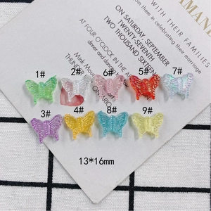 Colorful 13x16mm acrylic butterfly charms for DIY jewelry making in nine vibrant colors
