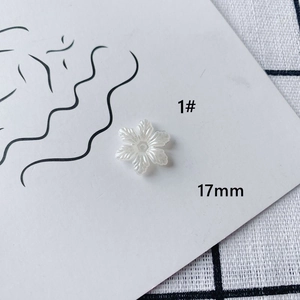 Macro view of a 17mm white acrylic flower bead with pearl finish for DIY jewelry