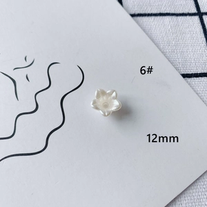 12mm white acrylic flower bead for DIY jewelry making with pearl-like finish and center hole