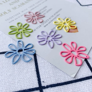 Colorful matte cutout flower pendants for DIY jewelry making in six vibrant summer shades