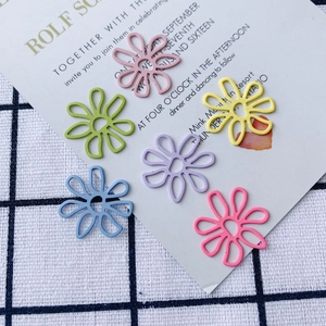Colorful hollow flower metal charms for DIY jewelry making and handmade accessories