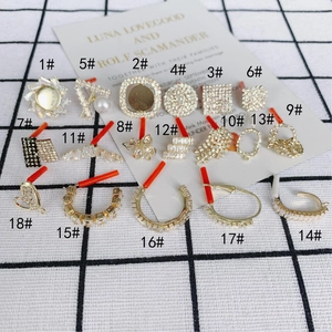 18er-Set goldene geometrische DIY-Ohrringe mit weißen Zirkonia und Kunstperlen