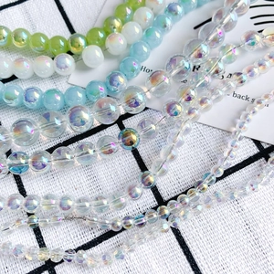 DIY iridescent crystal glass round beads in assorted colors for jewelry making
