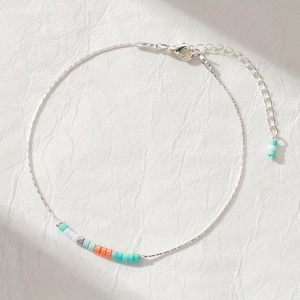 Bracelet bohème plaqué argent avec perles de cristal multicolores et chaîne réglable