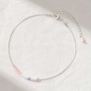 Bracelet de cheville bohème plaqué argent avec perles de cristal naturel pour femmes