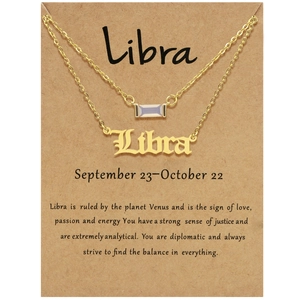 Detailansicht der Libra Sternzeichen Goldkette mit Geburtsstein auf Karte