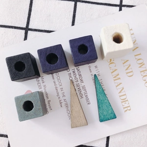 Colorful geometric wooden beads and triangles for DIY jewelry and crafts making