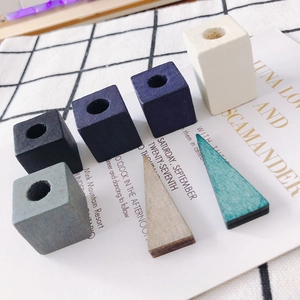 DIY colorful geometric wooden earring parts in square and triangle shapes for jewelry