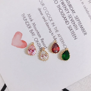 Exquisite Teardrop Zirconia Pendant Real Gold Plated Faceted Stone DIY Jewelry Making Finding For Earrings Necklace Women