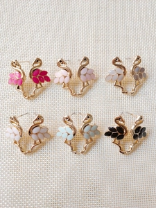 Set aus 6 Paaren bunte Emaille-Flamingo-Ohrstecker mit Goldlegierung für DIY-Schmuckzubehör
