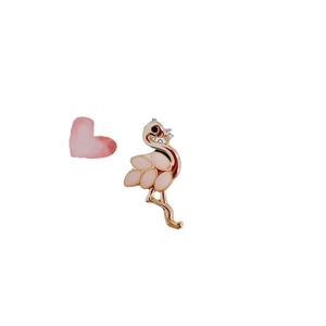 Rosa Flamingo Anhänger aus Legierung mit Goldrahmen für DIY Schmuck und Ohrringe