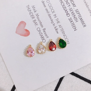 DIY colorful teardrop zircon pendants with gold plated edges for jewelry making
