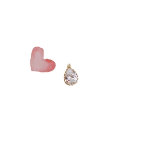 DIY pear-shaped zircon pendant with gold plating and faceted clear crystal drop for jewelry