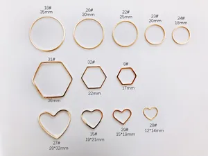 Montures en métal plaqué or pour bijoux DIY en formes rondes hexagonales et de cœur
