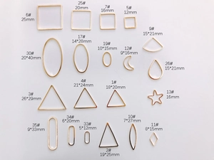 Detaillierte Größenangaben für goldene Metallrahmen zur DIY-Schmuckherstellung