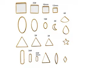 DIY geometric metal frames set with square, oval, and moon shapes for resin jewelry