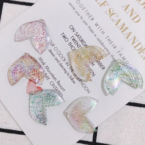 Resin Mermaid Tail Pendants With Glitters Colorful Fish Tail Charms For DIY Earrings Keychains Jewelry Making Materials