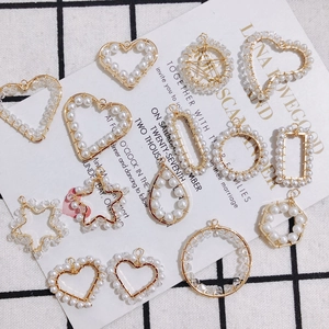 Handmade Gold Plated Copper Wire Wrapped Faux Artificial Pearl Crystal Heart Star Round Pendants For DIY Jewelry Making Accessories