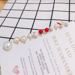 DIY S925 silver needle pearl stud earring accessories set in red and white tones
