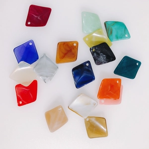 Colorful diamond-shaped resin pendants with marble texture for DIY earring jewelry making
