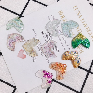 Set of 10 colorful resin fish tail pendants with glitter for DIY jewelry making