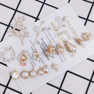 Handgefertigte Drahtumwickelte Künstliche Perlenimitat Legierung Anhänger Goldton Floral Ast Geometrische Charms Für DIY Schmuckherstellung Ohrringe Halskette Zubehör