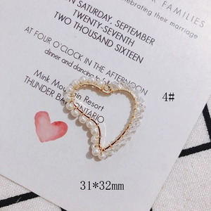 Detailed close-up of a handmade heart-shaped pendant with pearls and crystals 31x32mm