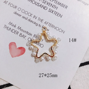 Detailed view of a handmade 27x25mm gold star pendant with pearls and crystals