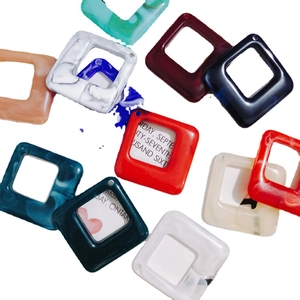 Colorful resin geometric hollow square charms for DIY earrings and jewelry making