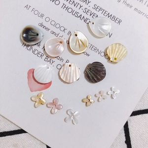 Natural shell charms in leaf and flower shapes with pre-drilled holes for DIY jewelry making