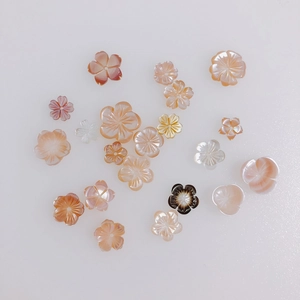 Carved natural shell flower charms with iridescent texture for DIY jewelry making