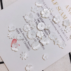 DIY shell flower beads for jewelry making, white mother of pearl carved floral accessories