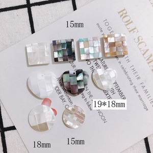 Iridescent shell charms in square, heart, and round shapes for DIY jewelry making
