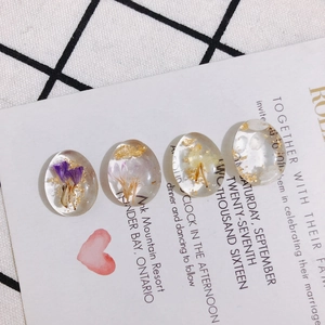 Ovale Acryl-Cabochons Mit Trockenblumen Und Goldfolie Für DIY-Schmuckherstellung Ohrringe Handgefertigtes Zubehör