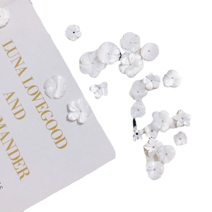 White carved shell flower beads for DIY jewelry making and handmade hairpins
