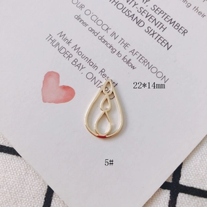 Macro shot of 22x14mm golden teardrop hollow pendant for DIY earring jewelry making