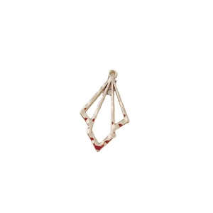 Irregular geometric gold alloy pendant with red paint spots for DIY jewelry making