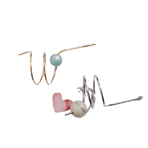 Minimalist spiral shell-shaped gold and silver earrings with pearl accents for DIY jewelry