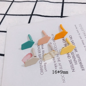 Colorful irregular geometric earring studs with hanging loops for DIY jewelry, 16x9mm