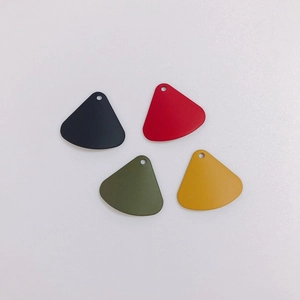 Colorful matte alloy fan-shaped DIY jewelry pendants in black, red, green and yellow