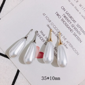Pendenti a goccia di perla con chiusure oro e argento per gioielli fai da te 35x10mm