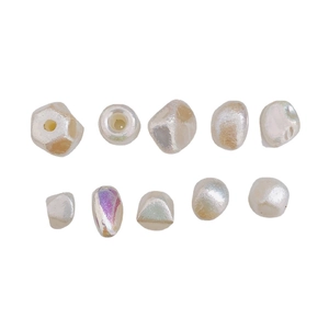 Irregular DIY craft pearls with iridescent shimmer and vertical holes for jewelry making