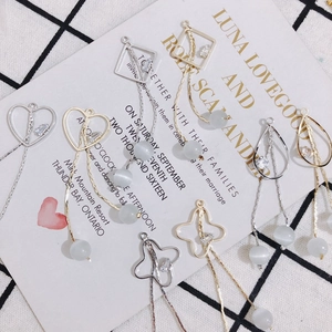 Pendentif de Bijoux en Cuivre DIY Longue Frange Forme Coeur Goutte Fleur Pierre Œil de Chat Strass Accessoires pour Boucles d'Oreilles