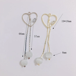 Pendentifs boucles d'oreilles longs glands avec œil de chat et breloque cœur or et argent